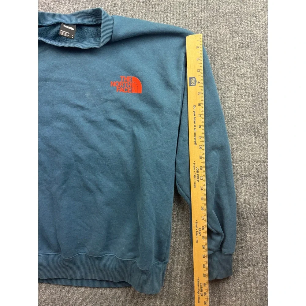 The North Face Sweatshirt Mens Medium Teal Blue Orange Logo Graphic Pullover